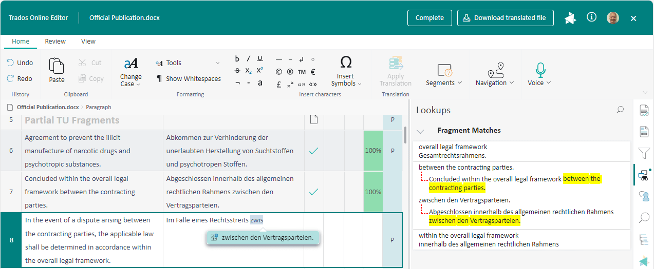 Neural Fragment Recall in the online editor