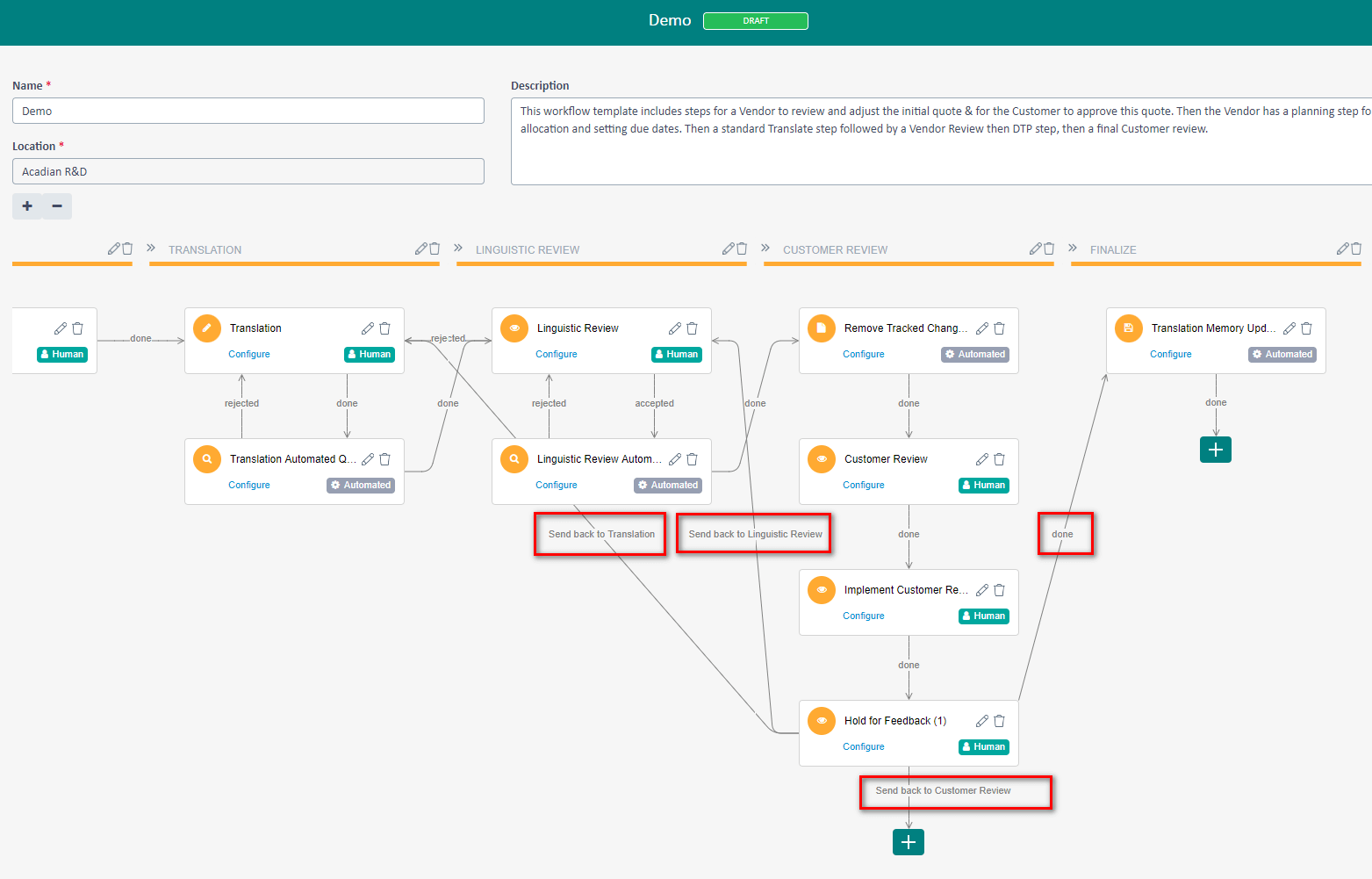 Screenshot showing multiple outcomes for human workflow tasks